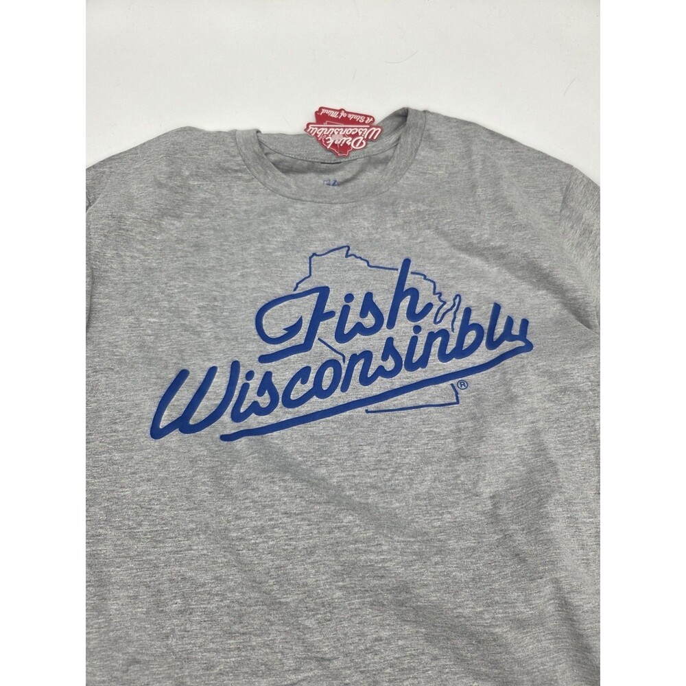 Fish Wisconsibly Humourous Wisconsin Fishing Gray T Shirt Size XL - Picture 3 of 13